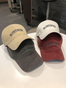 Youth Couple K-style Blue Letter Simplicity Brushed Baseball Cap Outdoor Travel Student Men and Women Street Peaked Cap