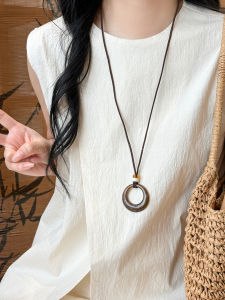 Long Circle Pendant Necklace Womens Simple Match Sweater Chain Fashion Accessories Korean Style No Brand Teenage Jewelry