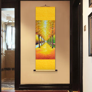 New Chinese Style Silk Scroll Painting Lucky Tree Decorative Artwork for Living Room Corridor Entrance Modern Home Decor