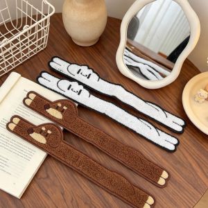 4Pcs Cartoon Animal Embroidered Wide Hair Headband Fabric Hair Hoop Cute Dachshund Cat Pattern Daily Hair Styling Headwear for Women