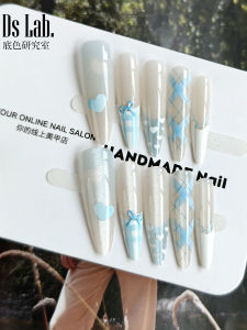 Nhựa Móng Tay Hình Giọt Nước Màu Xanh Nhạt Vẽ Tay Hình Bướm Dài Cao Cấp Cho Phụ Nữ Thời Trang Làm Đẹp Móng Tay