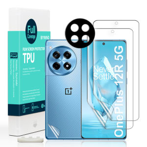 Ibywind For OnePlus 12R 5G Screen Protector(Pack of 2)with 1pc Metal Lens Protector1pc Carbon Fiber Back FIlmEasy Install Kit