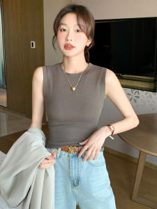 Versatile Half-High Collar Knitted Tube Top Women Summer Outerwear Sleeveless Cotton Ribbed Base Shirt for Slim Fit Online Sales