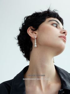 Gradual Pearl Pendant Earrings Beautiful Grey Lace Sensation Elegant French Style Fashion Jewelry Accessories for Women