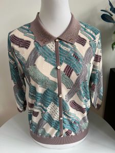 Classy Spring/Summer Loose Thin Mom T-shirt Lapel Pullover Middle-Aged and Elderly Grandma Mulberry Silk Short Tops