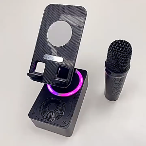 4-in-1 Bluetooth Speaker with Mic Phone Holder & 5000mAh Power Bank – Portable Wireless Speaker Stand for Music Calls Outdoor Use