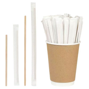 Thickened Wooden Coffee Stirrers Disposable Independent Packaging 14cm/19cm for Coffee Shops Chinese Style Pure Color