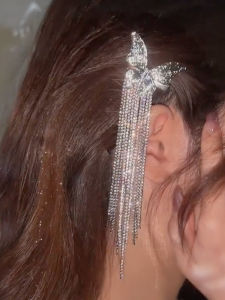 Yang Xiao Yue Butterfly Knot Rhinestone Tassel Hairpin Individual Luxury Niche Design Sweet Hair Accessories Clip-On Hairpin