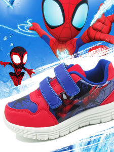 Spiderman Childrens Casual Shoes Boys Sports White Sneakers Fashion Baby Flashing Light Shoes Trendy Low Top Rubber Soles