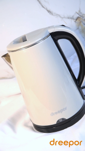 Dreepor Stainless steel electric kettle 2.2L double layer anti-scalding automatic heat preservation kettle Rapid boiling power 1500W Steam sensor switch Boil and stop Anti-dry protection