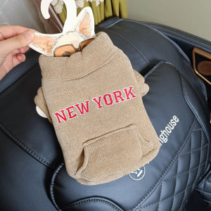 Thickened Zipper Pocket Khaki Pet Clothes Dog Teddy Bear Panda Cat Fleece Lined Hooded Autumn Winter Outerwear for Dogs