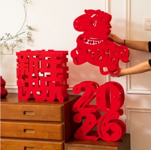 2026 năm con ngựa 3D "Fu" trang trí nhân vật 2026 trang trí năm mới Lễ Hội Mùa xuân sắp xếp phòng khách để bàn