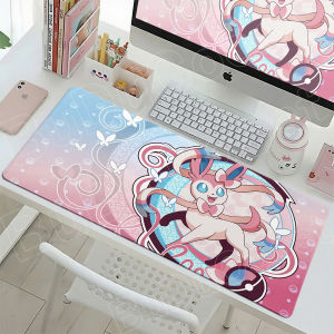 Bandai | Pink Espeon Gaming Cabiner Keyboard Pad Cute Rubber Non-slip Mouse Mat with Stitch Edge Washable Pokemon Desktop Protect Carpets