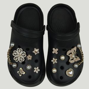 14Pcs Retro Flower Pearl Shoe Buckle 3D Diamond Inlaid Butterfly Shoe Flower Detachable Shoe Chain Decoration Set for Crocs