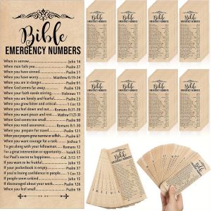 50/100 Pcs Bible Emergency Number Bookmarks Christian Gifts Religious Bible Verse Bookmarks for Church School Family Office Work