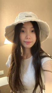 Hyuna Same Style JACQUEMUS Big Brim Basin Hat Wide Bucket Sunshade Beach Letter Travel