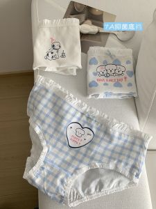 Sloth Girl Cute Cartoon Print Underwear Girls Cotton Mid Waist 7A Antibacterial Student Shorts Breathable Briefs