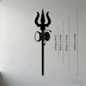CIFbuy | CIFBUY Iron Wall Art Trishul Damaru Metal Sign Waterproof For Home Temple Indoor Outdoor Decor Rustic Hanging Plaque