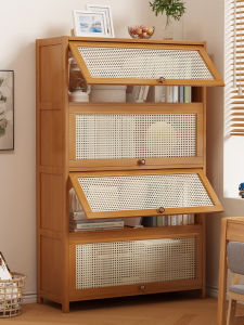 Modern Minimalist Large Capacity Bookshelf Non-Rustic Floor-Standing Home Storage Cabinet with Door Childrens Bookcase Dustproof