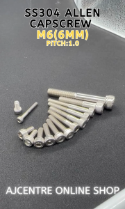 M6 6MM (1.0p) -10PCS Stainless 304 Allen Bolt Socket Head Cap screw / Allen Cap Bolt 08mm-100mm Length 1.0P Pitch High-Quality Corrosion-Resistant Per Piece