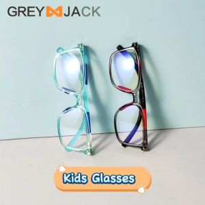 Grey Jack Kacamata Antiradiasi Blueray Anak Laki-laki Perempuan TR90+Silicon Lentur Model Kotak Ringan Nyaman 1001