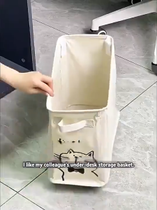 【Daily Suki Store】Foldable Under Desk Storage Box with Wheels Mobile Organizer Cart with Handle Slim Laundry Hamper on Casters Space-Saving Bin for Home Office Dorm