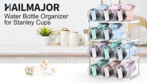 Stackable Water Bottle Organizer Holder Acrylic Stackable Water Bottle Wine Holder Cup Bottle Holder Clear Stackable Water Bottle Holder Household Kitchen Cup Storage
