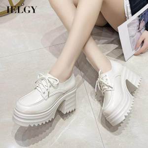 IELGY womens british style thick bottom heightening small leather shoes
