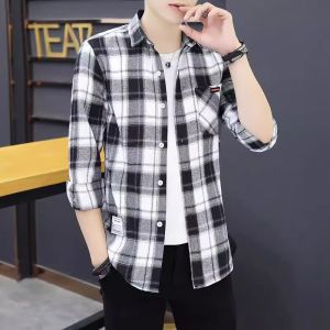 Áo Sơ Mi Caro Mỏng Dài Tay Thời Trang cho Nam và Thiếu Niên Mùa Xuân & Thu
