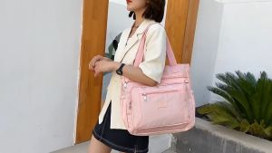 Túi giỏ xách đeo vai nữ thời trang size 37cm 8 ngăn chất liệu vải dù chống nước chống xước đựng vừa khổ giấy A4 TX086