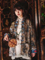 Sozen Original Print Velvet Tang Suit Casual Chinese Style Youth Clothing Floral Patterned Polyester And Spandex Blend. 