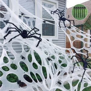 Mạng Nhện Halloween Khổng Lồ Chất Liệu Lưới Bò Co Giãn Trang Trí Ngoài Trời Vải Lưới Tự Cắt Dùng Cho Tiệc Lễ Hội