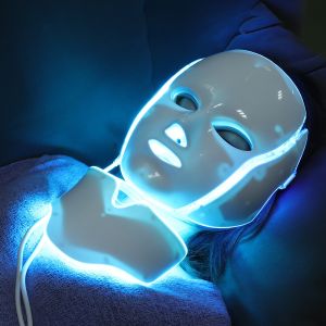 7 สี LED หน้ากากใบหน้าพร้อมคอ LED Light Face Mask ฟื้นฟูผิวป้องกันสิวอุปกรณ์ความงาม Face Lifting Firm Massager