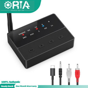 ORIA Bluetooth 5.3เครื่องรับส่งสัญญาณ2-In-1อะแดปเตอร์บลูทูธ AUX อะแดปเตอร์สำหรับทีวีบลูทูธ/รถยนต์/บ้านสเตอริโอ/พีซี2อุปกรณ์คู่เวลาแฝงต่ำ AptX