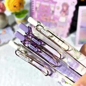 4 Bộ Bút Gel Có Thể Thu Vào Họa Tiết Hoa Dễ Thương 0.5 Mm Điểm Tốt Nhanh Khô Mực Đen Viết Êm Bút Cho Văn Phòng Đồ Dùng Học Tập