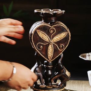 เชิงเทียนช้างคู่ เชิงเทียนรูปหัวใจ เชิงเทียนสไตล์เอเชียตะวันออกเฉียงใต้ เชิงเทียนช้างไม้เนื้อแข็งสร้างสรรค์เชิงเทียนวินเทจ เชิงเทียนตกแต่งโต๊ะอาหารรูปหัวใจหอคอย