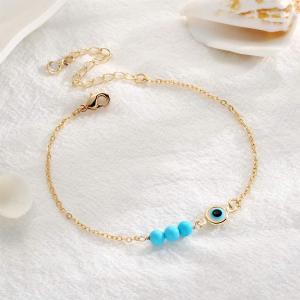 18K real gold stainless steel bracelet natural semi-precious stone turquoise devils eye mosaic blue eye bracelet
