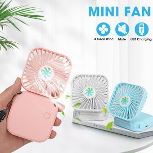 2023 New Pocket Folding USB Mini Fans Portable Rechargeable Hanging Neck Handheld Small Fan Desktop Silent Mute Electric Fans