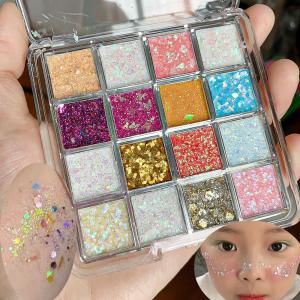 9/16Colors Nail Glitter Sequins Eyeshadow Palette Mixed-Shape Sparkling Flakes For Cosplay&Party Makeup Face Body Manicure Decor