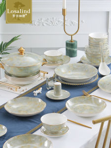 Tangshan Bone China Tableware Suit Bowl Plate Random Combination Single Rice Bowl Noodle Bowl Plate Dish For Home Bowl and Dish Combination