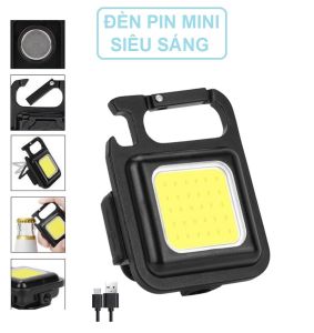 Đèn pin siêu sáng đèn led mini COB 800 Lumens móc khóa đa năng sạc usb tiện dụng