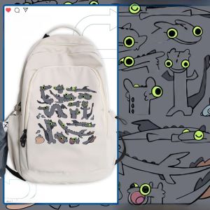 กระเป๋าเป้สะพายหลังผ้าไนลอนลายการ์ตูน Dragon Trainer สำหรับเยาวชน กระเป๋าใส่หนังสือแบบลำลอง กระเป๋าสะพายไหล่แบบสองข้าง กระเป๋าเป้สะพายหลังแบบลำลอง