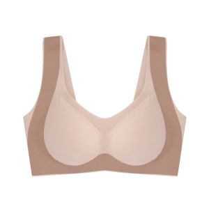 Wireless Sports Bra Anti-Sagging Seamless Gathered Soft Support Womens Underwear V-Neck Three-quarter Cup Fixed Strap Bra