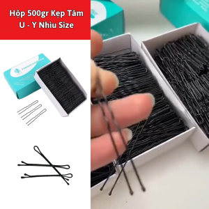 Kẹp Ghim Chữ U - Y Cài Tóc Chuyên Nghiệp chính hãng HALOMI bọc sơn đen chống gỉ có sẵn 3 size SML - 1 Hộp 500gr .