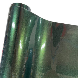 Premium Sparkle Metallic Chameleon Vinyl Wrap Film Roll Green to Gold Adhesive Decal Vehicle Car Wrapping with Air Release