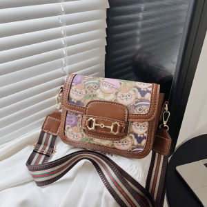 Handmade Printed Small Square Bag DIY Materials Crossbody Gift for Girlfriend Versatile Single Shoulder Saddle Bag Shape