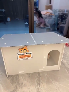 Teeker Pet Cat House Feral Stray Four Season Cat Shelter with Warm Mat for Winter Waterproof Outdoor Breathable Cat Bed for Feral Cats Outside Cat Shelter for Small Pet Cat Litter