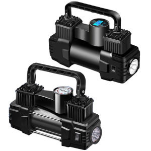 🚚3 Days Arrive🚚 12V 150PSI Car Tire Pump with Pressure Gauge Car Electric Air Pump Dual Cylinder Heavy Duty Tire Inflator with LED Light