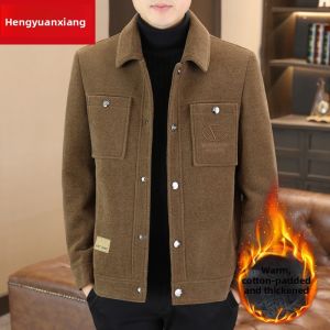 HENGYUANXIANG | Hengyuanxiang Mens Thickened Short Casual Woolen Jacket Autumn Winter New Style Fashionable Cityscape Outerwear Coat