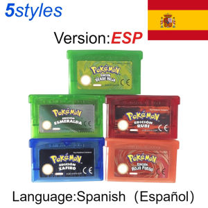 Takara Tomy | Spanish Version Pokemon GBA Game Cartridge 32 Bit - Classic Series Emerald FireRed LeafGreen Ruby Sapphire Gift for GBA Console